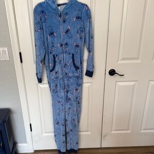 Disney Stitch Blue Hooded Onesie Size Small